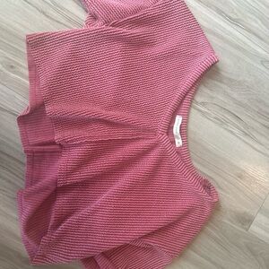 Textured Altard state Pink Knit Peplum Top
